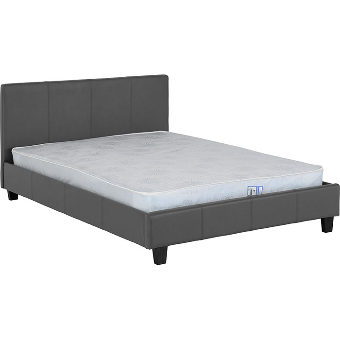Prado 5' Bed In Black Or Grey Faux Leather